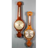 A Victorian rosewood cased wheel barometer and thermometer by James Peters of Cambridge, with