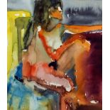 20th Century British school - Watercolour - Seated study of nude female, 12.5ins x 11ins,