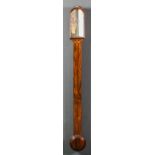 An early Victorian rosewood cased stick barometer by West of London, with silvered scale and twin