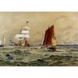Thomas Bush Hardy (1842-1897) - Two watercolours - Shipping scenes in calm seas, 8ins x 13.25ins,