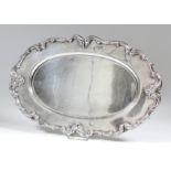 An American sterling silver oval tray/stand with scroll and leaf cast mounts, 15.5ins x 9.75ins,