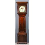 A late 18th/early 19th Century oak longcase clock by Smith of Keighley, the 13ins square painted