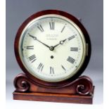 A 19th Century mahogany cased shelf timepiece by Ellis of London, the 8ins diameter painted metal