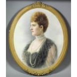 19th Century English school - Oil painting - Oval shoulder-length portrait, thought to be Princess