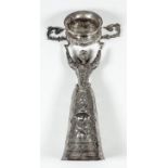 A late 19th Century Continental silver twin wager/drinking cup modelled in the form of a woman in