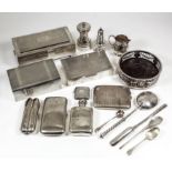 A late Victorian plain silver rectangular cigar case, 5ins x 2.625ins, Birmingham 1889, a late