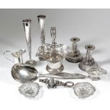An Edward VII silver cylindrical basket with shaped and pierced rim and wirework folding handle,