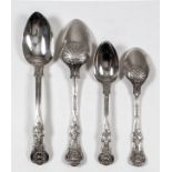 Twelve George IV silver Kings pattern and shell back dessert spoons and eight matching teaspoons, by