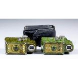 Two Coronet Midget 16mm cameras by The Coronet Camera Co., Birmingham, in green mottled Bakelite