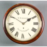 A 19th Century mahogany cased dial wall clock by W.Wright of Nottingham, the 12ins diameter