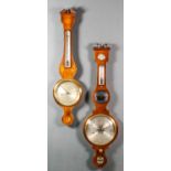 A 19th Century mahogany cased wheel barometer, thermometer and hydrometer by E. Brunner, Myton Gate,