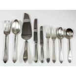 An American Tiffany silver "Faneuil" pattern table service for twelve place settings, with pointed