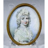 Style of George Englehart (1752 - 1829) - Miniature painting - Shoulder length portrait of a young