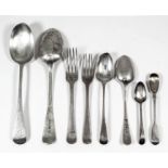 Four Victorian silver Old English pattern tablespoons by S.W., London 1860 (monogrammed), eight