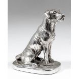 An Elizabeth II silver seated model of a Labrador, on rectangular base, modelled by Donaldson, 4.