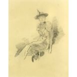 James McNeill Whistler (1834-1903) - Lithograph - "The Winged Hat", 7ins x 6.75ins, framed and
