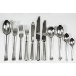 A harlequin Elizabeth II silver table service for six place settings, by Poston Products Ltd,