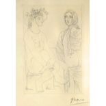 *** Pablo Picasso (1881-1973) - Etching - "Femme Assise Au Chapeau et Femme Debout Drapee", from "La