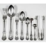 A Victorian Scottish silver single struck Queens pattern table service by Lawrence Aitchison,