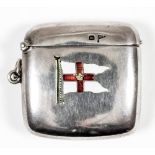 An Edward VII silver and enamel rectangular vesta case enamelled with R.M.S. Karina ensign and