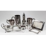 A George V plain silver tankard with C-scroll handle and glass base, 5ins high, by The Goldsmith &