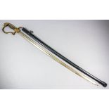 A Second World War German Officer's brass hilted dress sword, the 29ins bright steel fullered