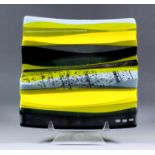 Scott Irvine (born 1970) - "Fused Glass" - Modern veneer coloured glass form, 11.5ins x 11.5ins,