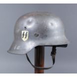 A good Second World War German SS steel helmet, model M42, with single lightning flash decal,