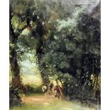 William George Robb (1872-1940) - Landscape with figure on horseback in a clearing, canvas 24.