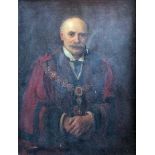 Early 20th Century English school - Oil painting - Half length portrait of Donald McGregor in the