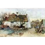 Willem Hendrik van de Nat (1865-1929) - Pair of watercolours - "The Old House" and "Milking the