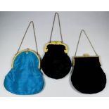 A lady's gilt metal mounted and black velvet evening bag, the mounts die-cast with cornucopia and