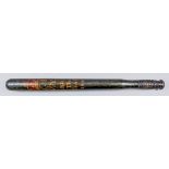 A Victorian turned wood truncheon, painted with crown over "V.R.W.Y.A. April the tenth 1848", on a