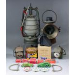 A World War II ARP lamp with hood, in original box, number WD3051, together with a Lucas King of the