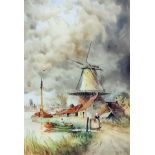 Louis van Staaten (1836-1909) - Pair of watercolours - "Volendam", and "Papendrecht", each 23ins x