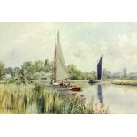 Stephen John Batchelder (1849-1932) - Pair of watercolours - River landscapes, Norfolk Broads with
