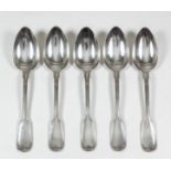 A set of twelve German silvery metal fiddle and thread pattern table spoons by Th. Muller, stamped