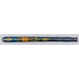 An early Victorian turned wood truncheon, painted with "VRI" cypher over crown over "SC", over "IS",