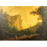 Early 19th Century British school - Oil painting - Rural landscape with figures to foreground