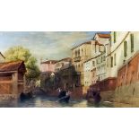 James T. D'Egville (1806-1880) - Watercolour - "Working gondola in a side canal, Venice", 10.75ins x