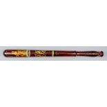 A Victorian turned rosewood truncheon painted with crown over "VR" cypher over "Partick", with