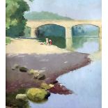 ***Gerald Norden (1912-2000) - Oil painting - "The Bridge at Cenac, Dordogne", board 11ins x