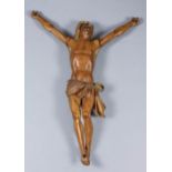 A 19th Century European carved yew wood Corpus Christi, 15ins