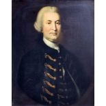 18th Century English school - Oil painting - Half length portrait of a gentleman wearing a