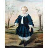 Mid 19th Century English school - Oil painting - Full length portrait of a young child wearing