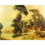 ***Francesco Pablo de Besperato (1900-1963) - Oil painting - Country scene with cottage, trees and