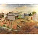 ARR Edward Bawden (1903-1989) - Watercolour - "July..9pm" - View of Ives Farm, Essex, with farm yard