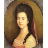 18th Century British/Continental school - Oil painting - Oval shoulder length portrait of a young