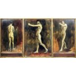 Friedrich Stahl (1863-1940) - Three oil paintings - Standing studies of a boxer, board, the outer
