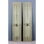 A pair of 19th Century Continental green painted panels, decorated in the Neo-classical manner